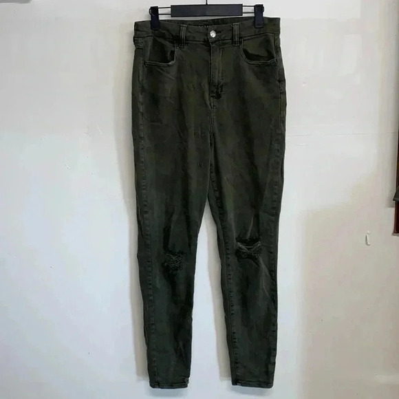 American Eagle Outfitters Denim - American Eagle women’s curvy super high ride begging green size 10R